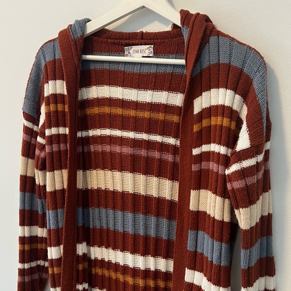 Pink Rose Striped Duster Cardigan - Picture 3 of 10